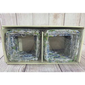 Pottery Barn Accordion Paper Lantern Shade Set Of 10 Rectangle Floral Blue Green